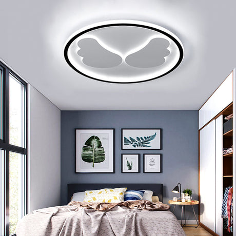 Modern Flush Mount Led Ceiling Light With Black Ring Acrylic Lamp For Kitchen / 16 White
