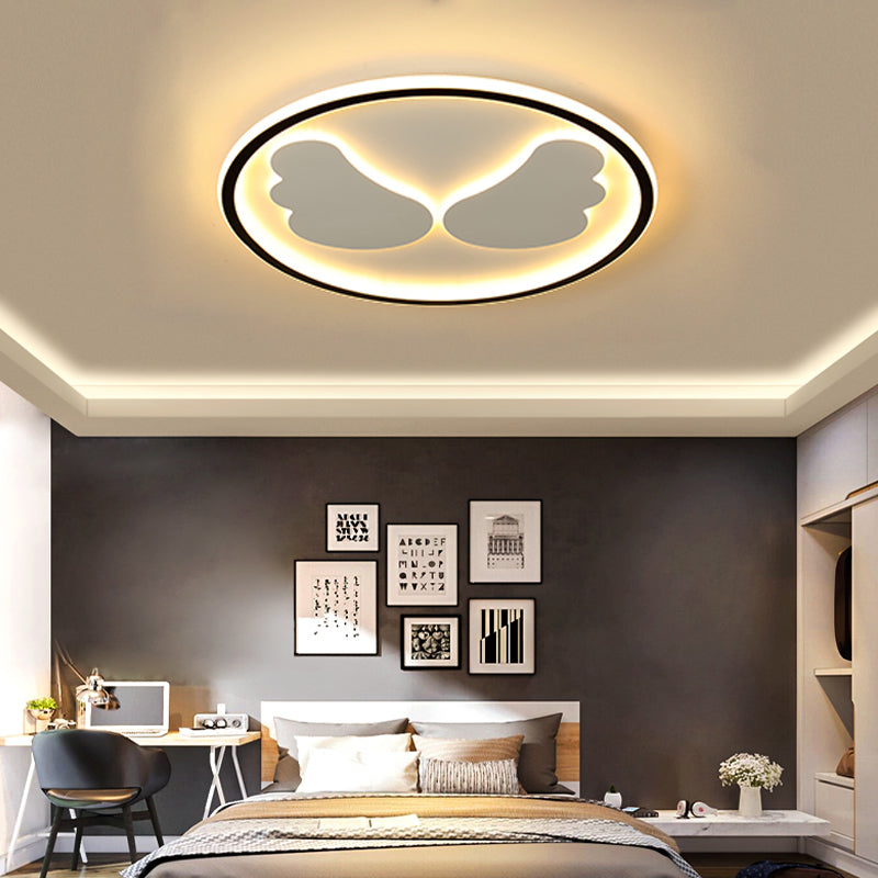 Modern Flush Mount Led Ceiling Light With Black Ring Acrylic Lamp For Kitchen / 16’ Warm