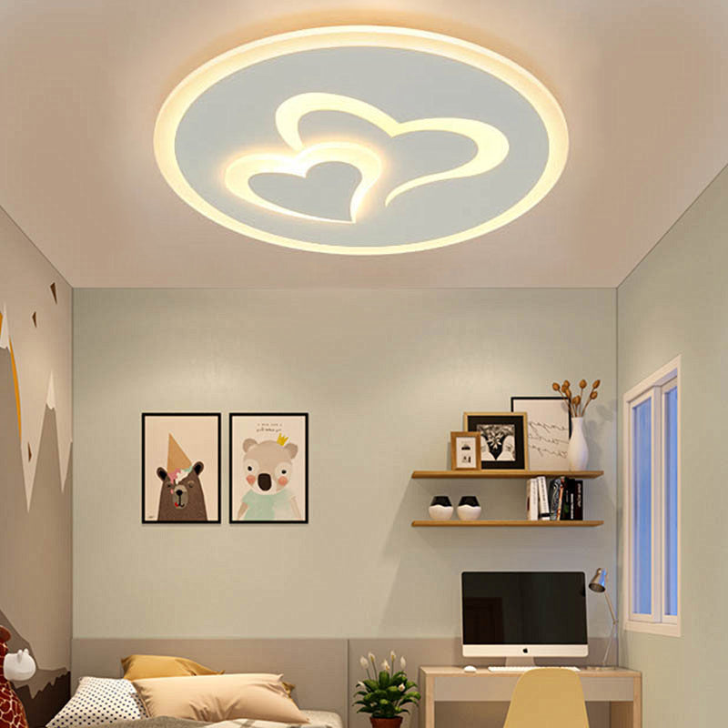 Double Loving Heart Led Ceiling Light - Stylish Acrylic Design For Baby Room White / Inner Warm