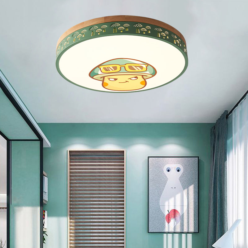 Modern Flush Mount Kindergarten Ceiling Light Fixture Green / 12’ Warm