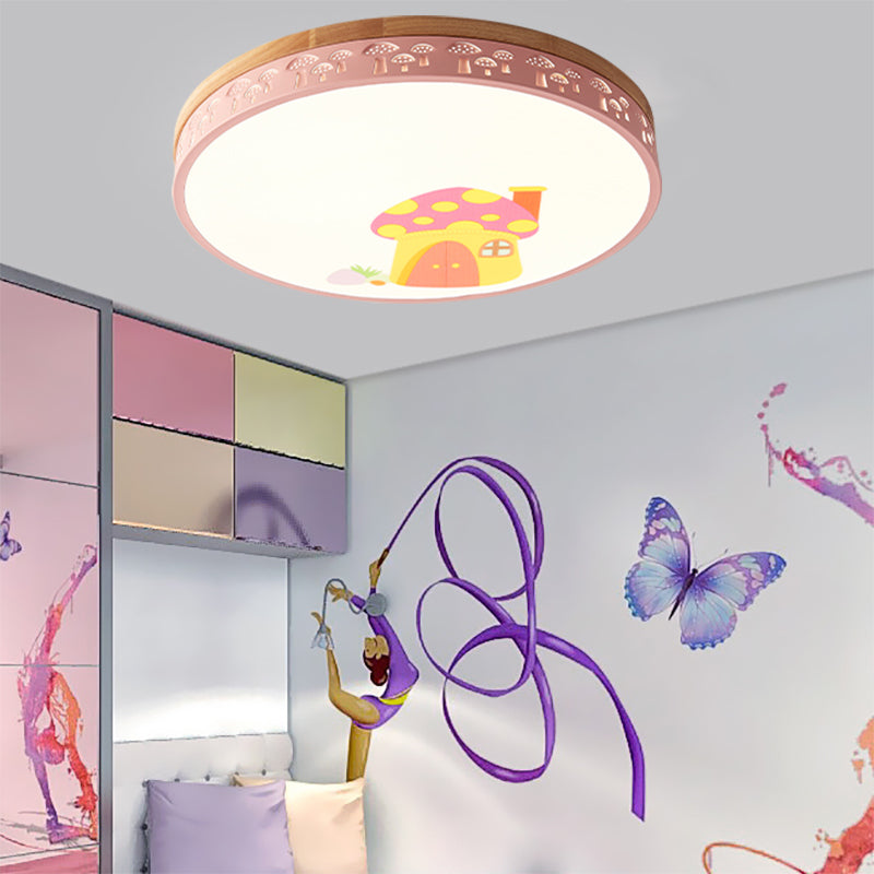 Modern Flush Mount Kindergarten Ceiling Light Fixture Pink / 12’ White