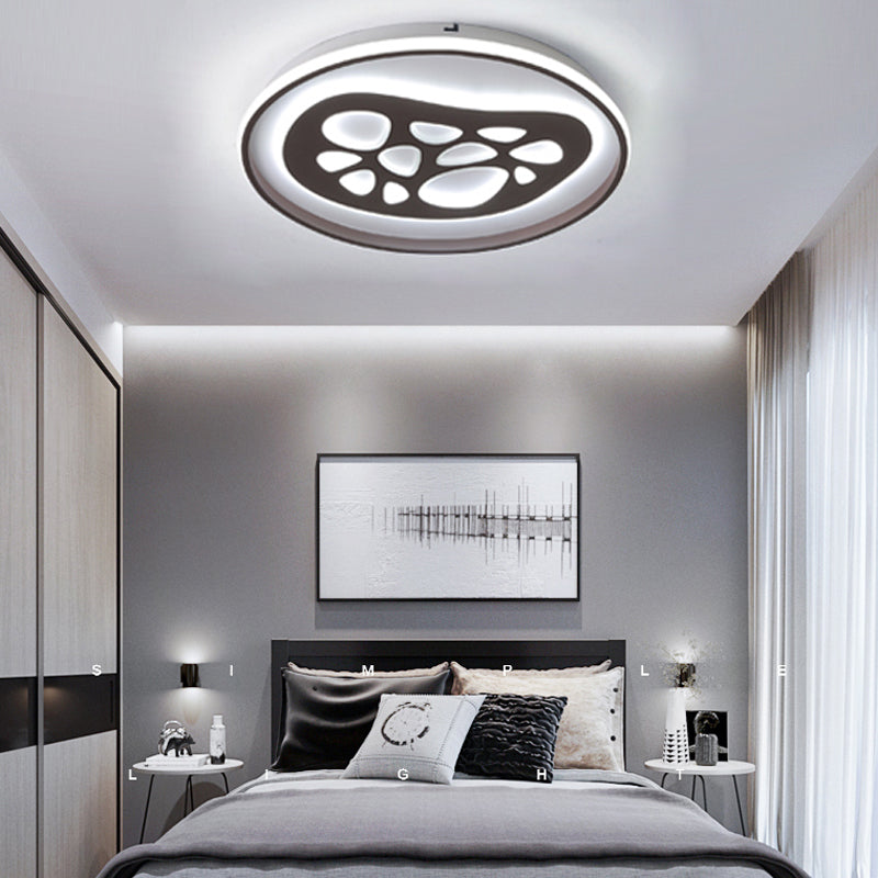 Modern Black Led Study Room Ceiling Light With Eye - Catching Acrylic Pattern / 17’ White