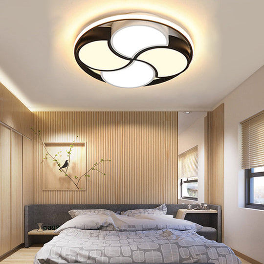 Kid’s Windmill Flush Mount Light: Acrylic Led Ceiling Lamp For Nursing Room In Black & White