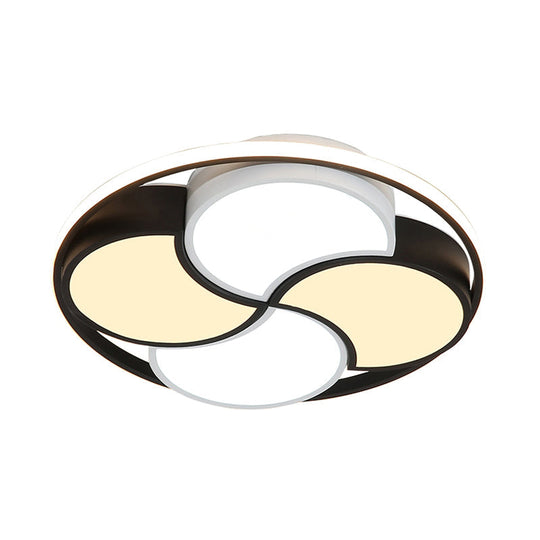 Kids Windmill Flush Mount Light: Acrylic Led Ceiling Lamp For Nursing Room In Black & White