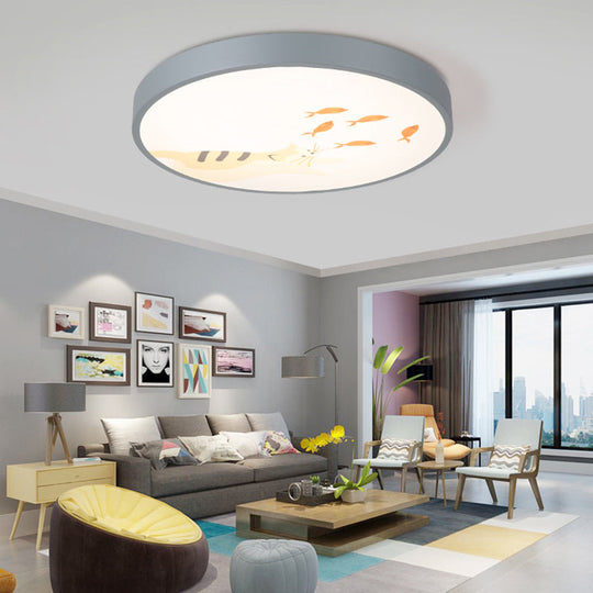 Cartoon Flush Mount Acrylic Ceiling Light Fixture For Living Room Grey