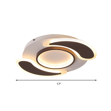 Black Acrylic Teardrop Flush Ceiling Light For Dining Room - Contemporary Led Lamp