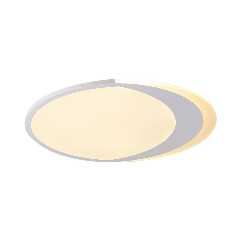 Crescent Led Ceiling Light For Kids’ Bedroom - Simple Acrylic Flush Lamp In White