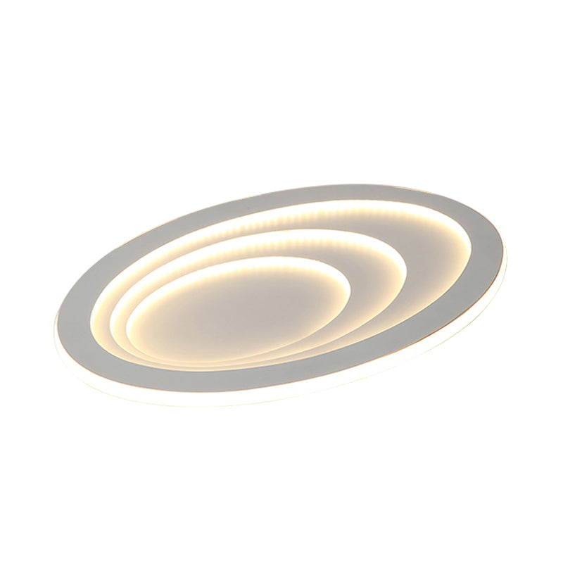 Contemporary White Oval Led Flush Ceiling Light For Living Room