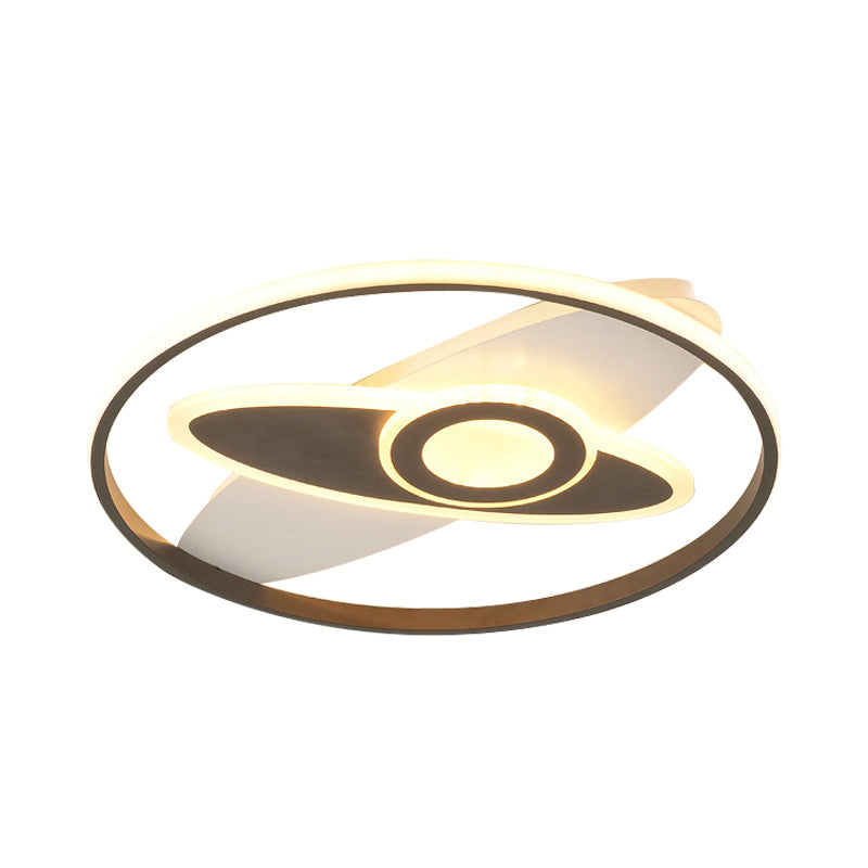 Modern Led Ceiling Lamp For Kid’s Bedroom In White Acrylic Ring And Oval Shape