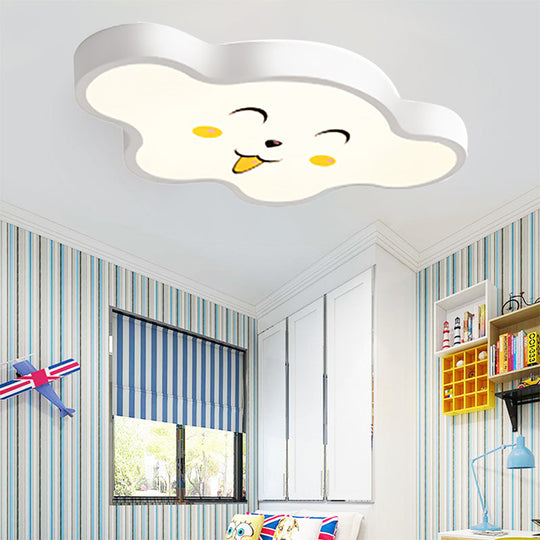 Cloudy Kid Bedroom Ceiling Light - Acrylic Cartoon Flush Mount White / B