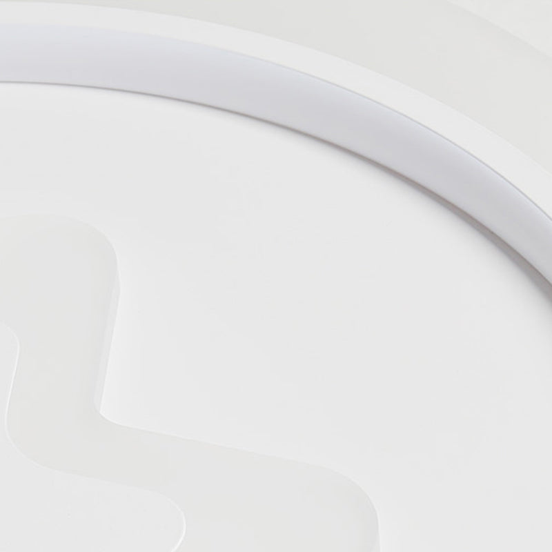 White Led Circle Flushmount Ceiling Light With Star Acrylic Design For Kid’s Room