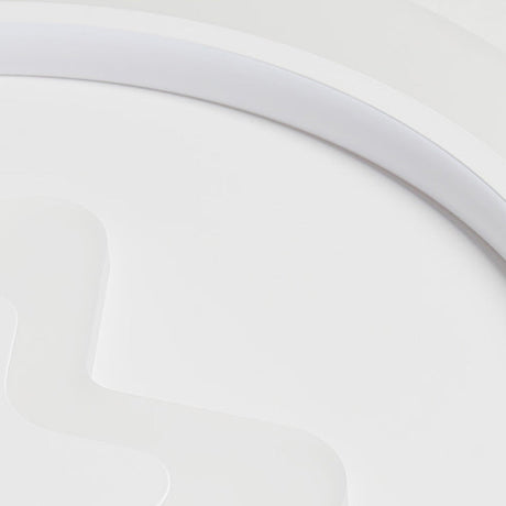 White Led Circle Flushmount Ceiling Light With Star Acrylic Design For Kid’s Room