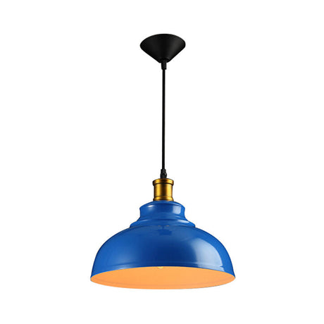 Vintage Style Domed Metal Ceiling Pendant Light With Cord - Black/Green -Perfect For Living Room