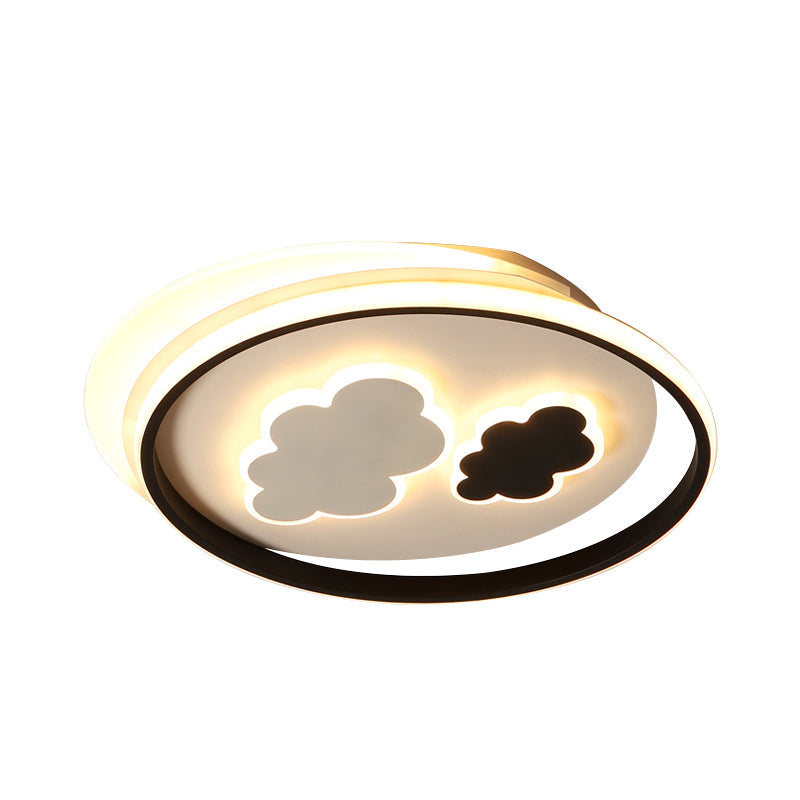 Cloud Ceiling Lamp: Black & White Cartoon Acrylic Led Light For Kindergarten