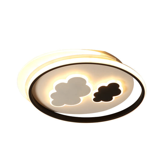 Cloud Ceiling Lamp: Black & White Cartoon Acrylic Led Light For Kindergarten