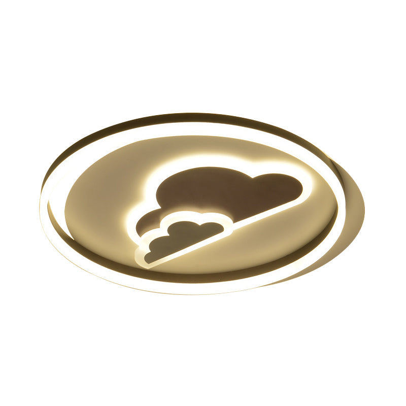 Modern Cloud - Themed Flush Led Ceiling Light In White For Baby Room