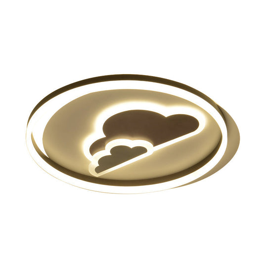 Modern Cloud - Themed Flush Led Ceiling Light In White For Baby Room