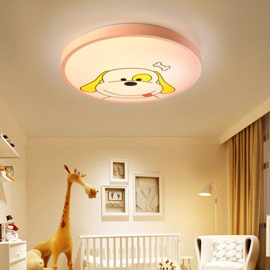 Modern Kindergarten Circular Ceiling Light: Acrylic Flush Mount Fixture Orange / Warm