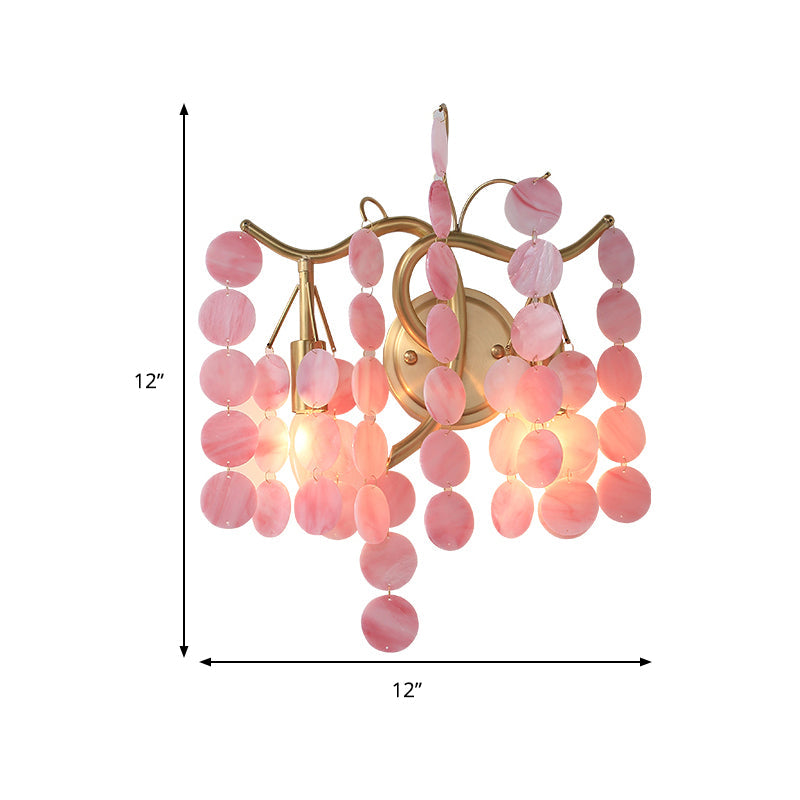 Modernist Metal 2-Head Wall Light Fixture In Brass With Crystal Deco - Bedroom Sconce Lighting