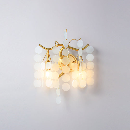 Modernist Metal 2-Head Wall Light Fixture In Brass With Crystal Deco - Bedroom Sconce Lighting