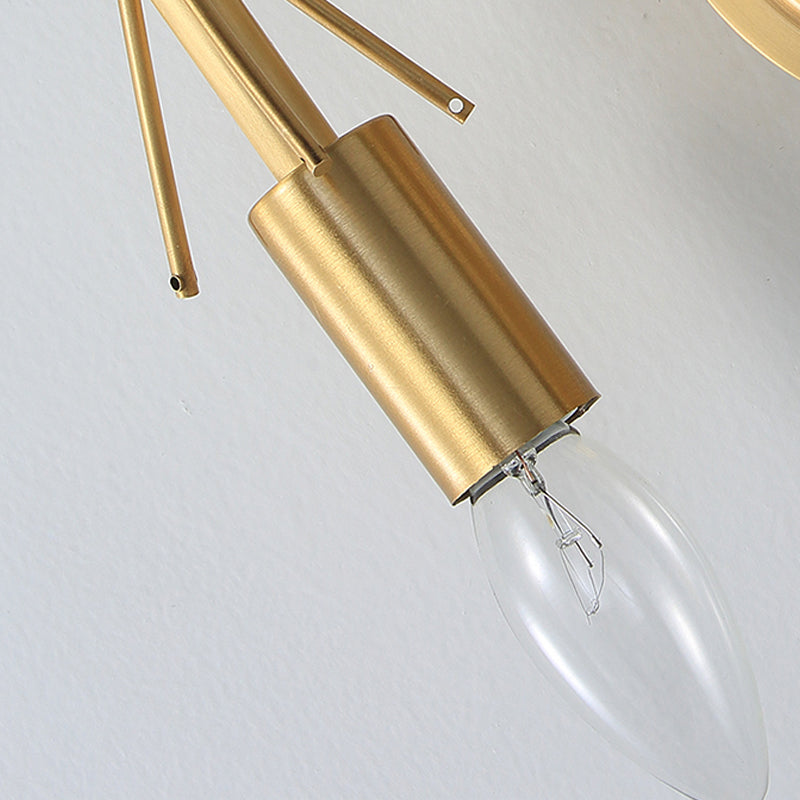 Modernist Metal 2-Head Wall Light Fixture In Brass With Crystal Deco - Bedroom Sconce Lighting