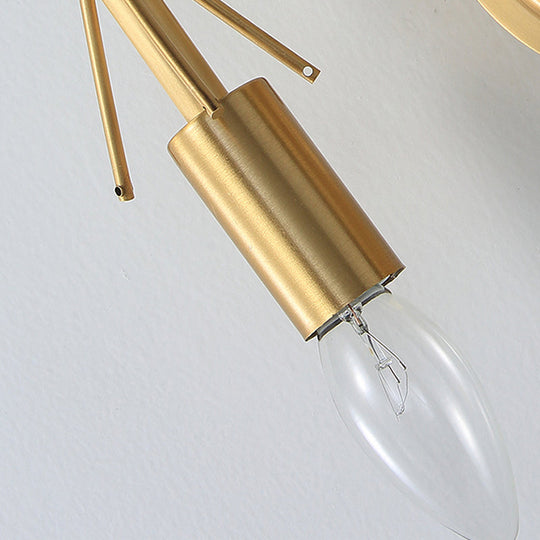 Modernist Metal 2-Head Wall Light Fixture In Brass With Crystal Deco - Bedroom Sconce Lighting