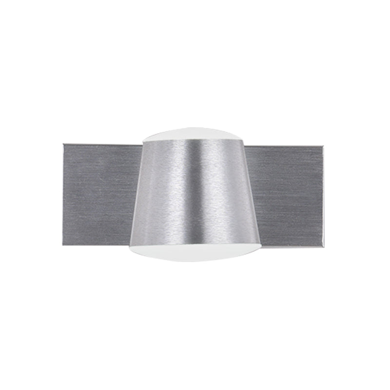 Simple Silver Wall Sconce With Tapered Design And Warm/White Light - 1/2/3 Heads