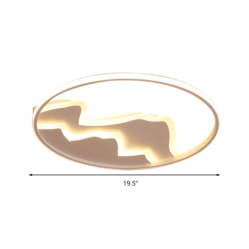 Modern Led Flushmount Ceiling Light In White - Acrylic Mountain Design For Living Room Or Hallway