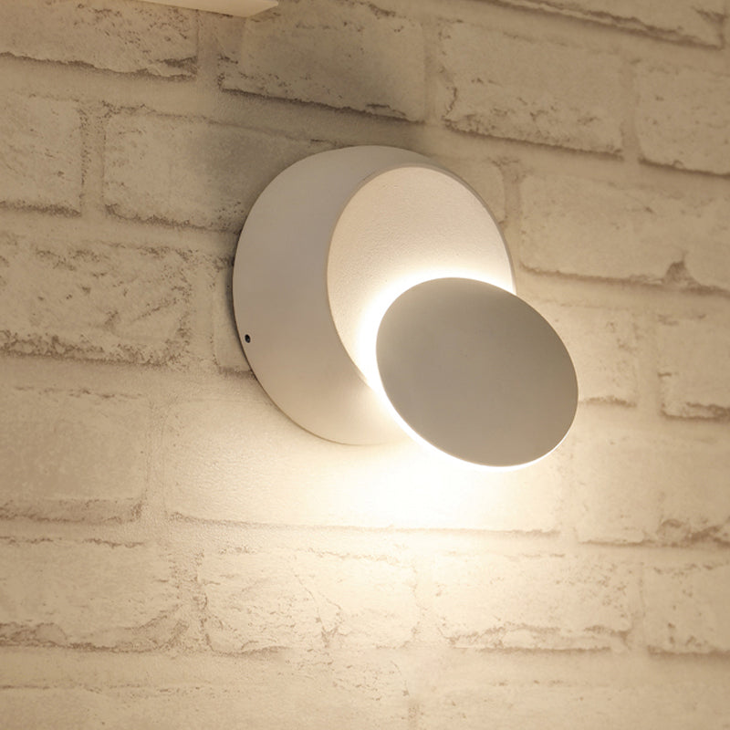 Nordic Metal Moon Wall Light - Moveable Flush Mount Sconce In Black/White/Pink With Led White/Yellow