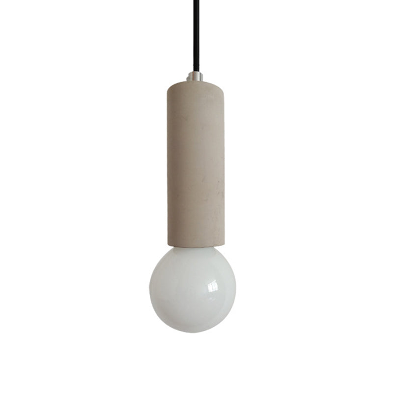 Modern Grey Tubular Pendulum Light: 1-Light Bedside Pendant With Open Bulb Design