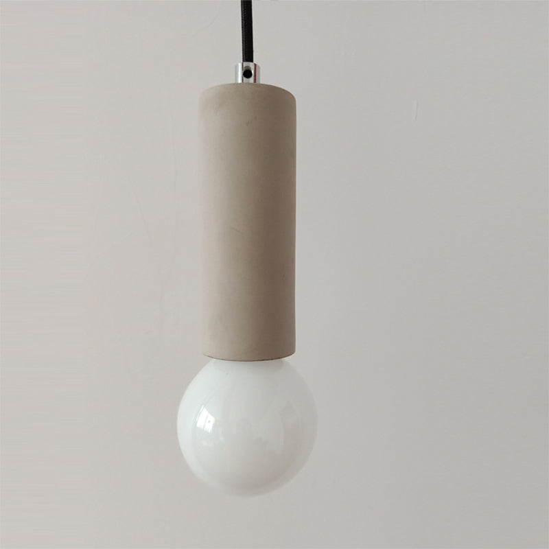Modern Grey Tubular Pendulum Light: 1-Light Bedside Pendant With Open Bulb Design