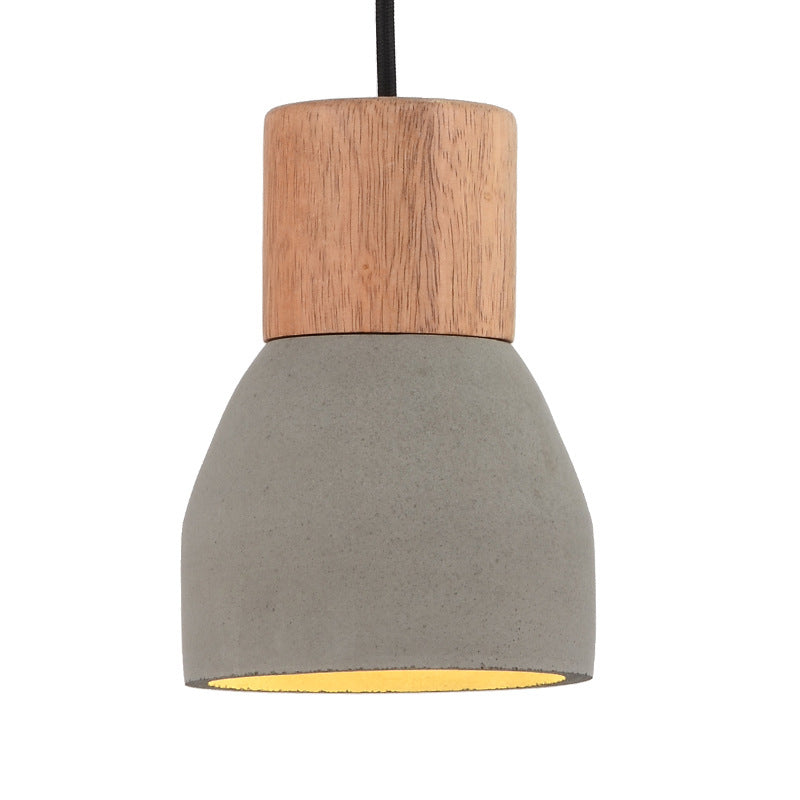 Nordic Cement & Wood Kitchen Pendant Light With Bottle Design