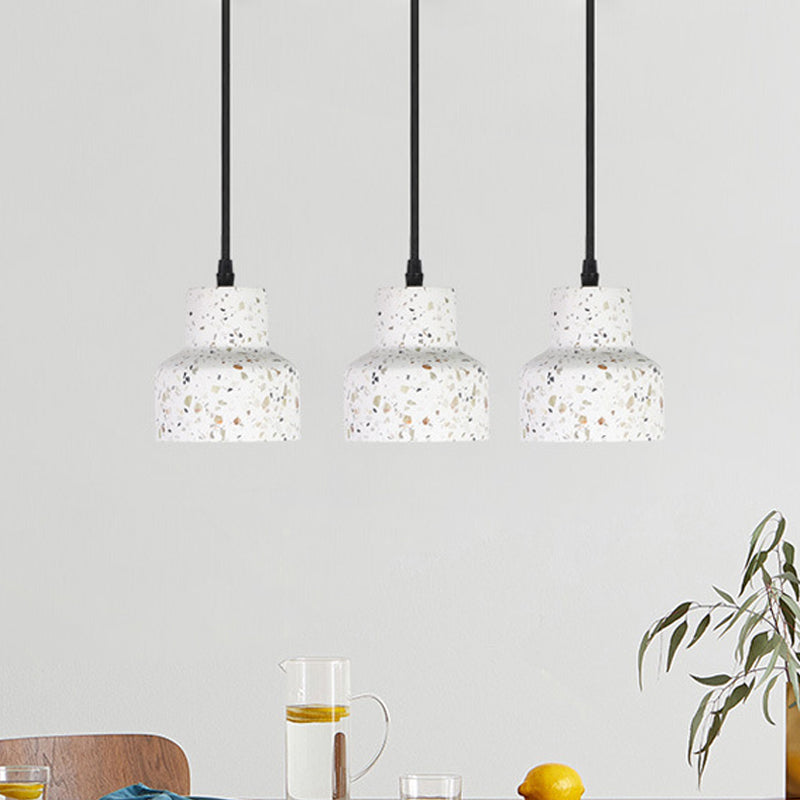 Nordic Hanging Pendant Light With Terrazzo Shade - White Disc/Cone/Cylinder Design / B