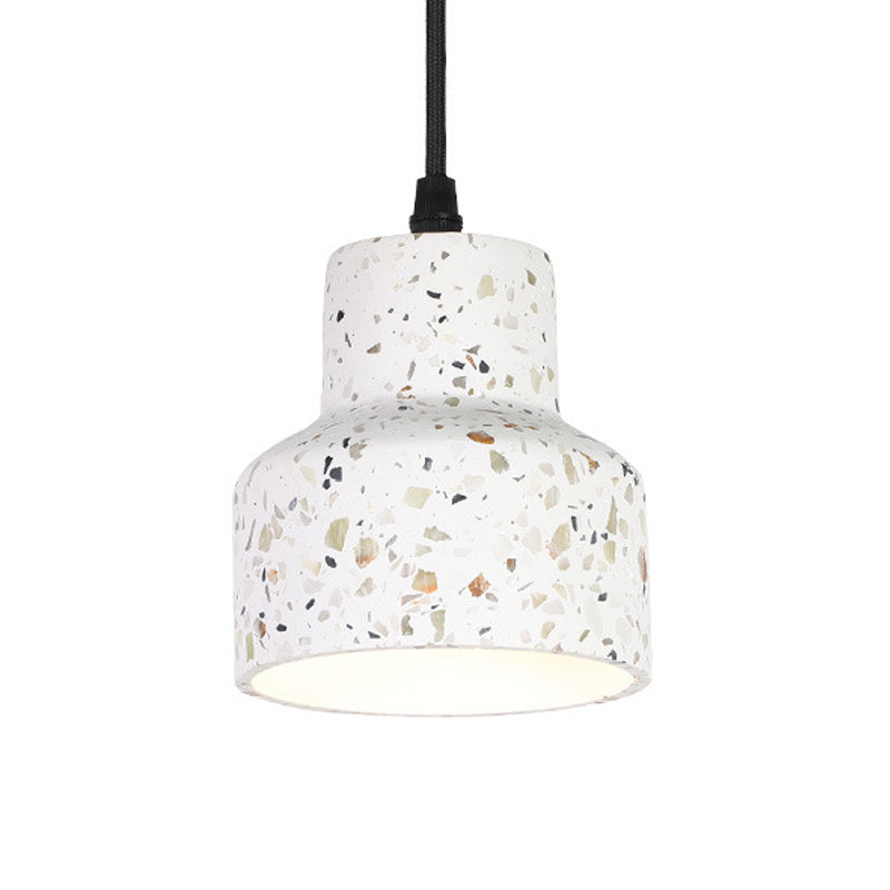 Nordic Hanging Pendant Light With Terrazzo Shade - White Disc/Cone/Cylinder Suspension Lighting