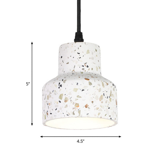 Nordic Hanging Pendant Light With Terrazzo Shade - White Disc/Cone/Cylinder Design