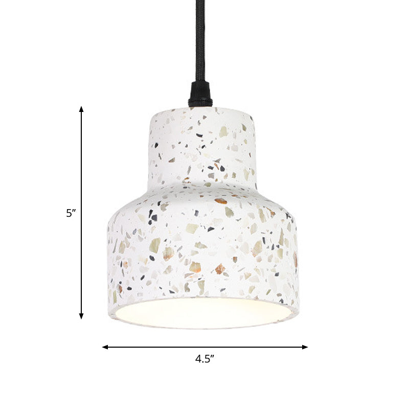 Nordic Hanging Pendant Light With Terrazzo Shade - White Disc/Cone/Cylinder Suspension Lighting