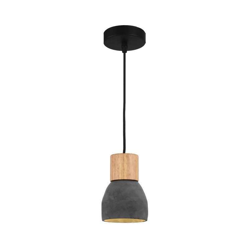 Small Nordic Cement Pendant Light With 1 Head And Wood Socket In Black/Red/Green