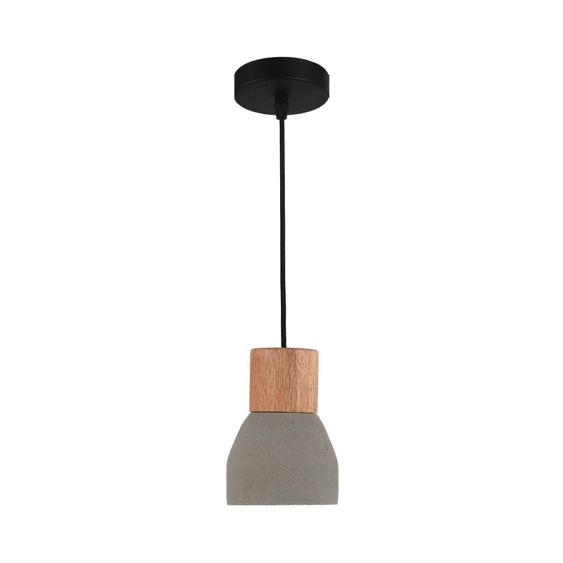 Small Nordic Cement Pendant Light With 1 Head And Wood Socket In Black/Red/Green