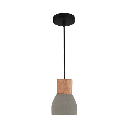 Small Nordic Cement Pendant Light With 1 Head And Wood Socket In Black/Red/Green