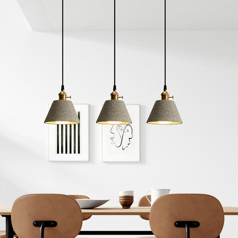 Nordic Black/Grey Pendant Hanging Light With Cement Shade And Rotary Switch - Single Bedside Drop