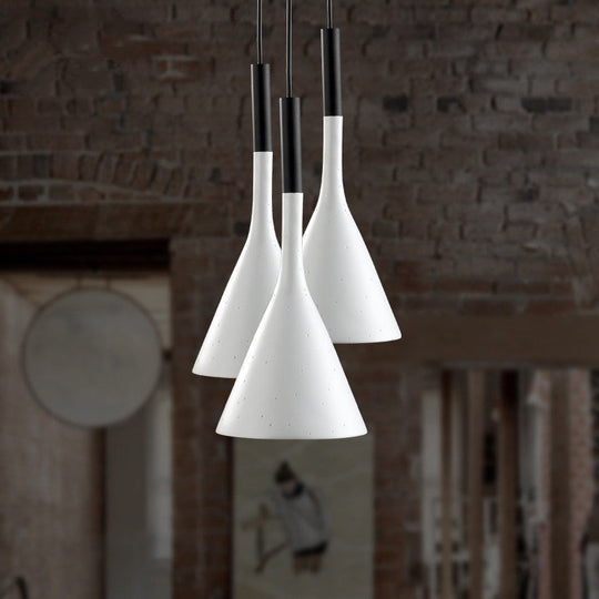 Minimalist Funnel Pendant Cement Light Fixture In Red/Black/White - Ideal For Bedside White