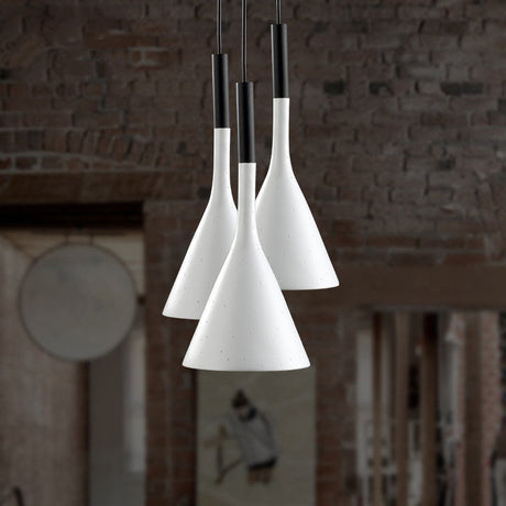 Minimalist Funnel Pendant Light In Red/Black/White Single Cement Hanging Fixture For Bedside White