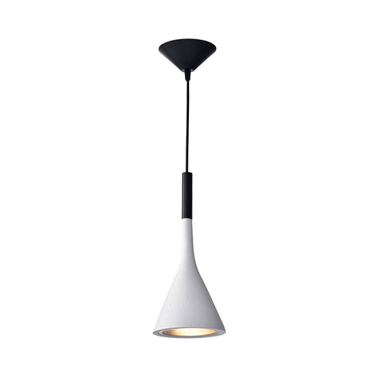 Minimalist Funnel Pendant Cement Light Fixture In Red/Black/White - Ideal For Bedside