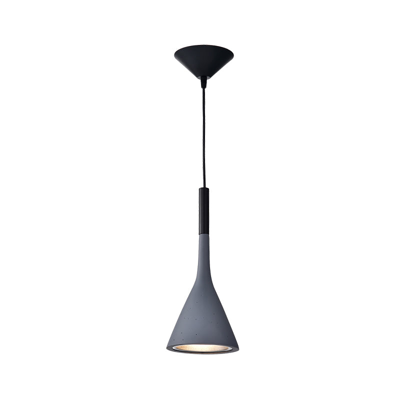 Minimalist Funnel Pendant Cement Light Fixture In Red/Black/White - Ideal For Bedside