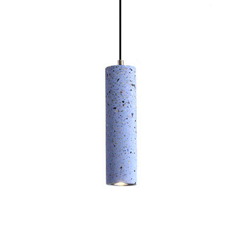 Nordic Terrazzo Tube Suspension Pendant Light With Led - Black/Red/Blue Ideal For Dining Room