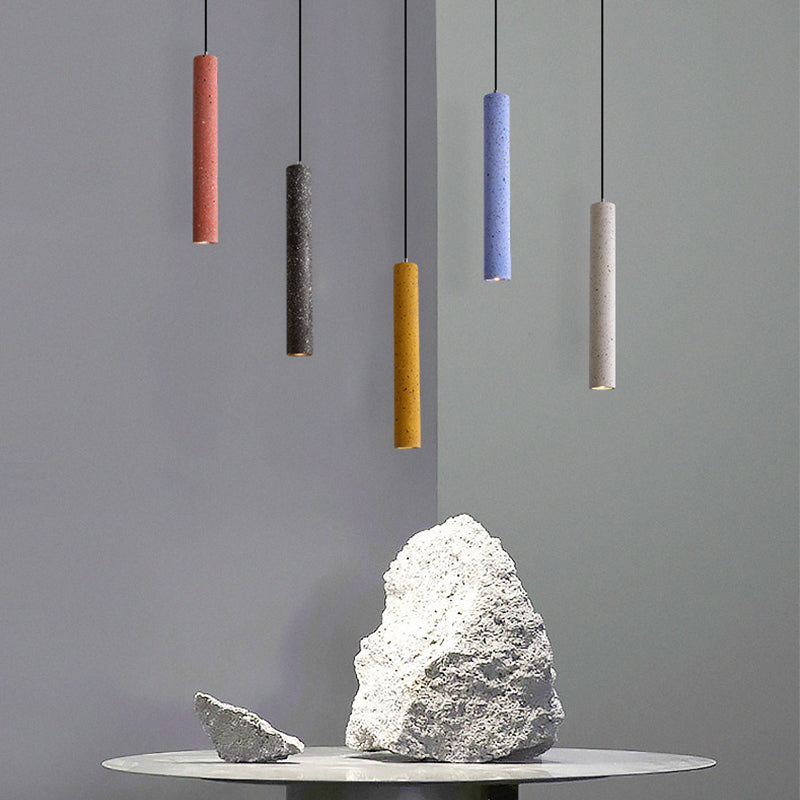 Terrazzo Fluted Pendant Lamp - Loft Style With Led Lighting White/Yellow/Blue Blue