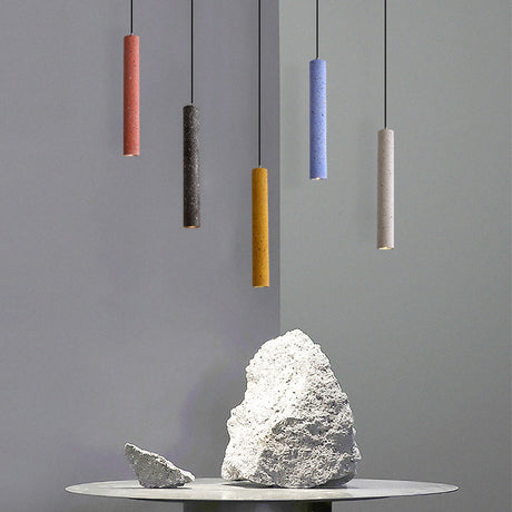 Terrazzo Fluted Pendant Lamp - Loft Style With Led Lighting White/Yellow/Blue Blue