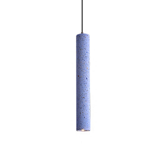 Loft-Style Terrazzo Led Pendant Lamp In Fluted Design White/Yellow/Blue Ceiling Light For Dining