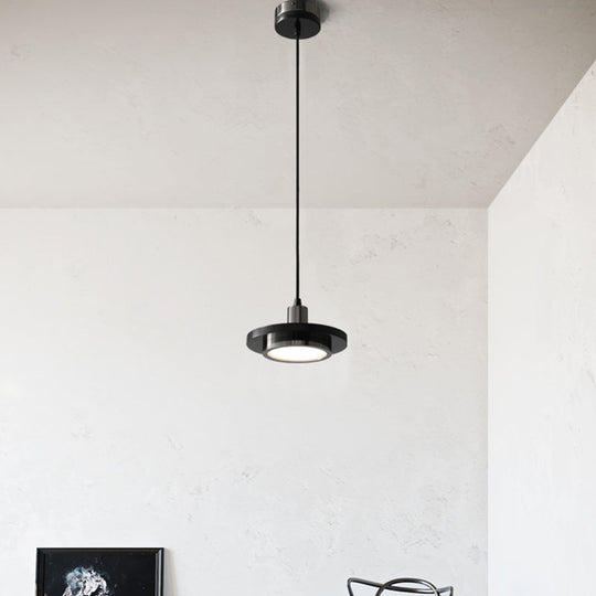 Antiqued Brass And Green Led Marble Lid Drop Pendant Light - Postmodern Ceiling Hang Fixture