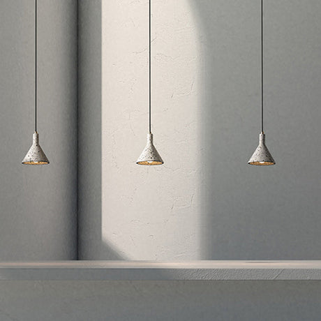 Terrazzo Pendant Light Fixture: Black/White Conical Nordic Design - Hanging Lamp Kit For Tables